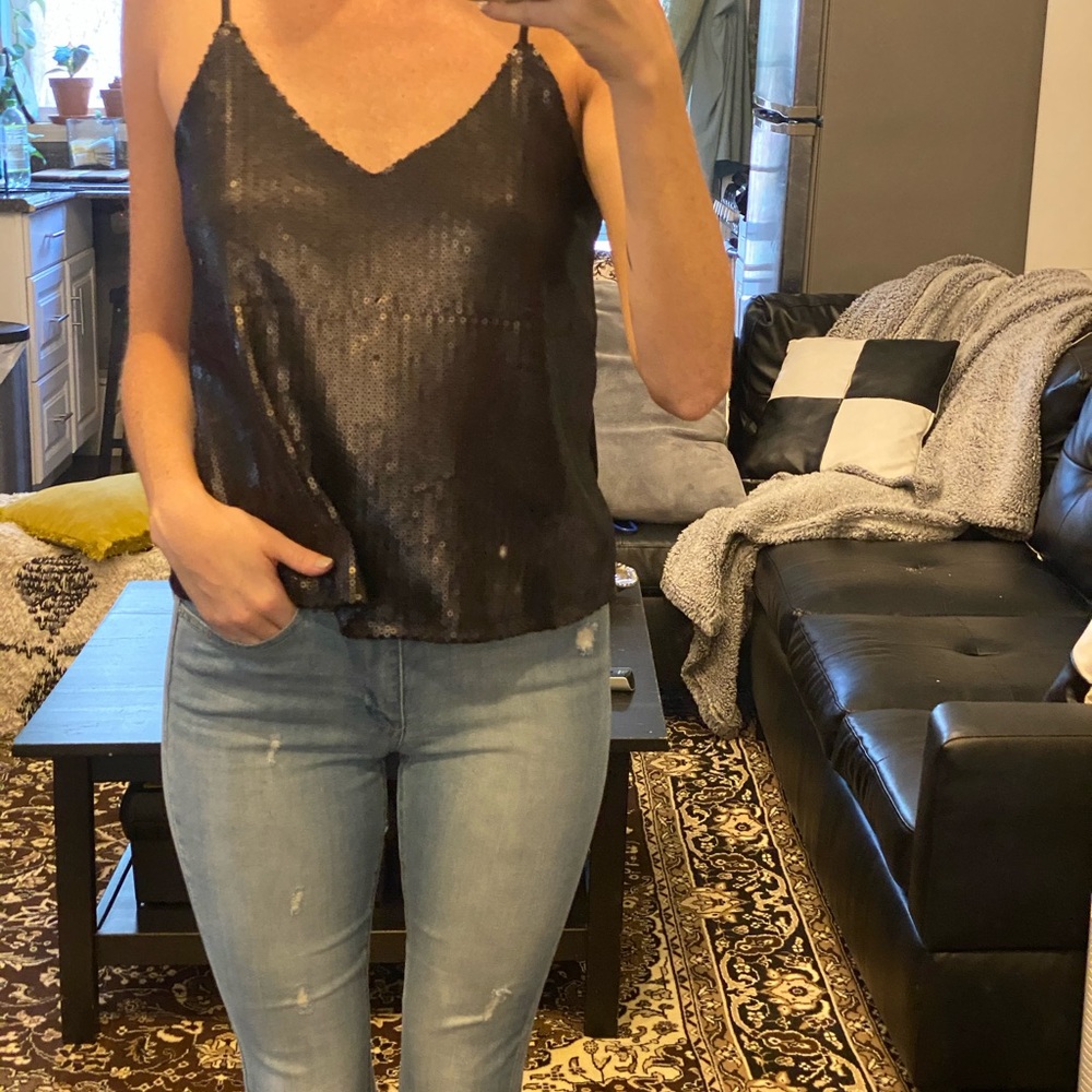 Black sequin tank top